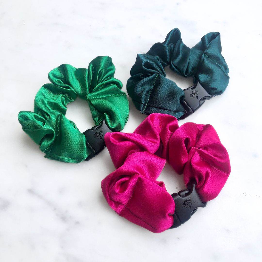 Watermelon Mix - 3-Pack Vibrant Buckle Scrunchies Bundle - No Snagging, No Tangles