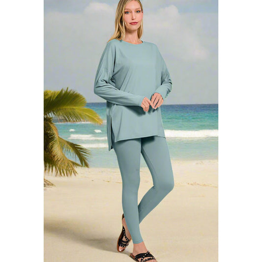 Zenana Full Size Brushed Microfiber Top and Leggings Lounge Set