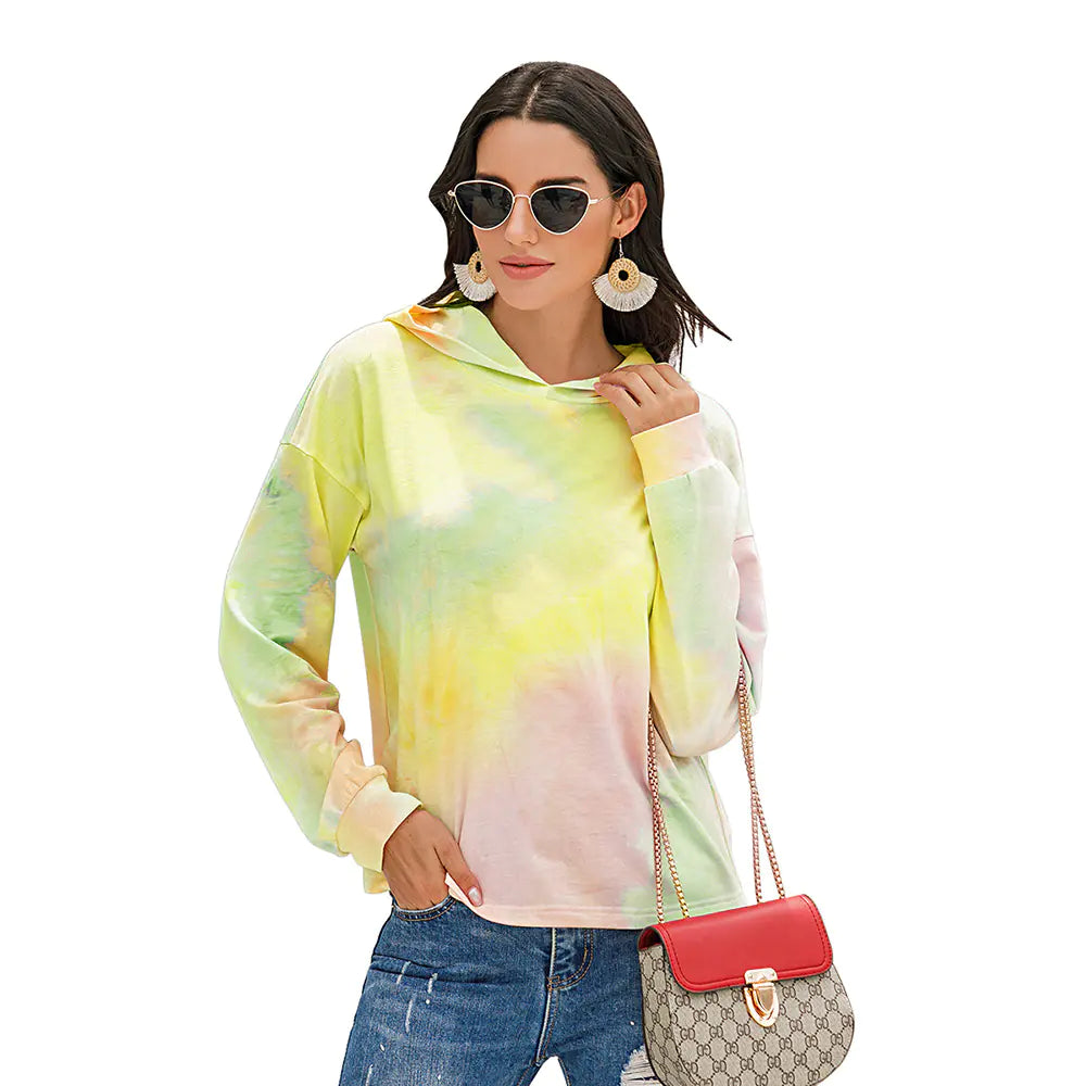 Dreamy Gradient Tie-Dye Hooded Sweatshirt for Women