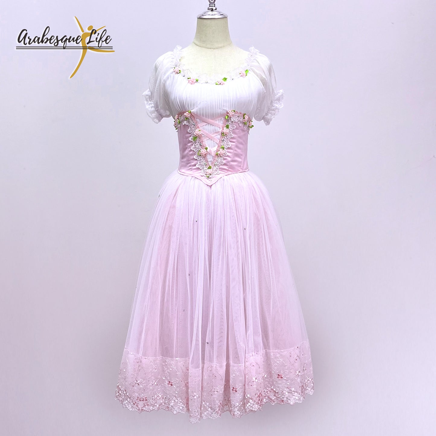 Elegant Pale Pink Giselle Peasant Romantic Ballet Dress