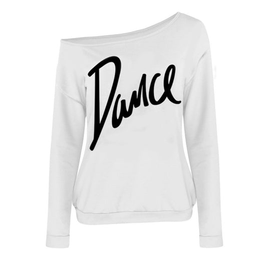Girls "Dance" Oblique Slacks Neck Loose Sweater