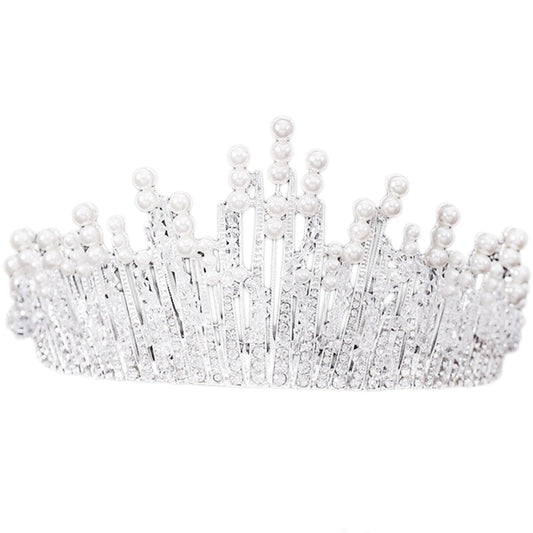 Luxury Silver Crystal Pearl Tiara