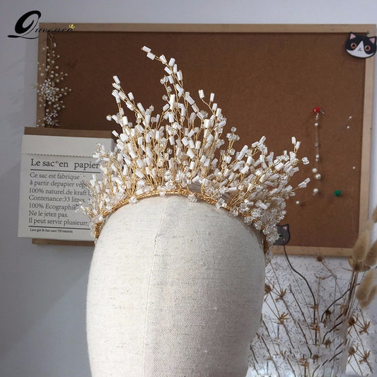 Luxury Trendy Full Crystal Beads Tall Tiara