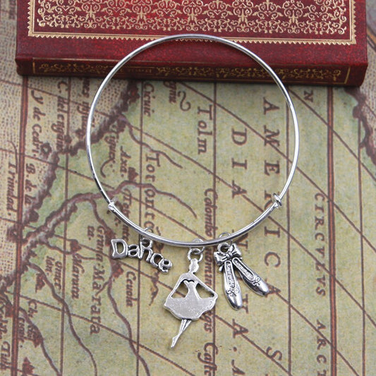 New Silver Metal Vintage Ballet Bracelet