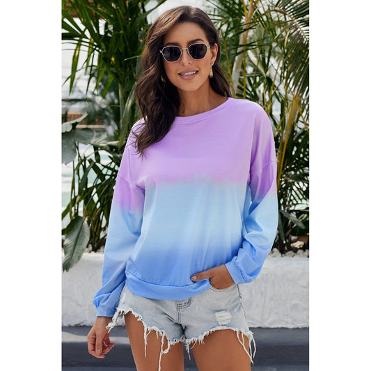 Bahama Purple Blue Color Block Tie Dye Pullover Sweatshirt