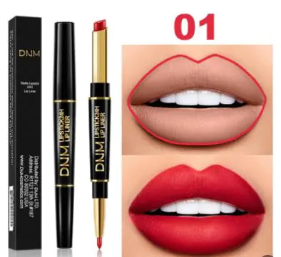 Double-Ended Waterproof Stage Non-Stick Lipstick & Lip Liner 2-in-1