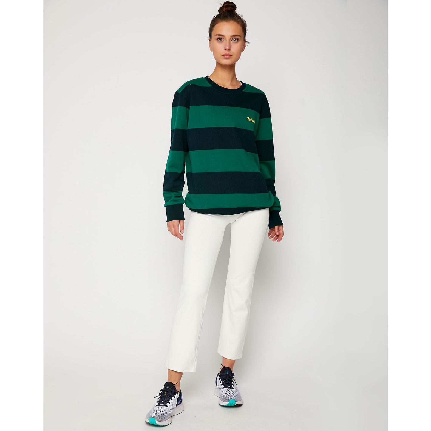 Embroidered Leisure Striped Sweatshirt - Sustainable