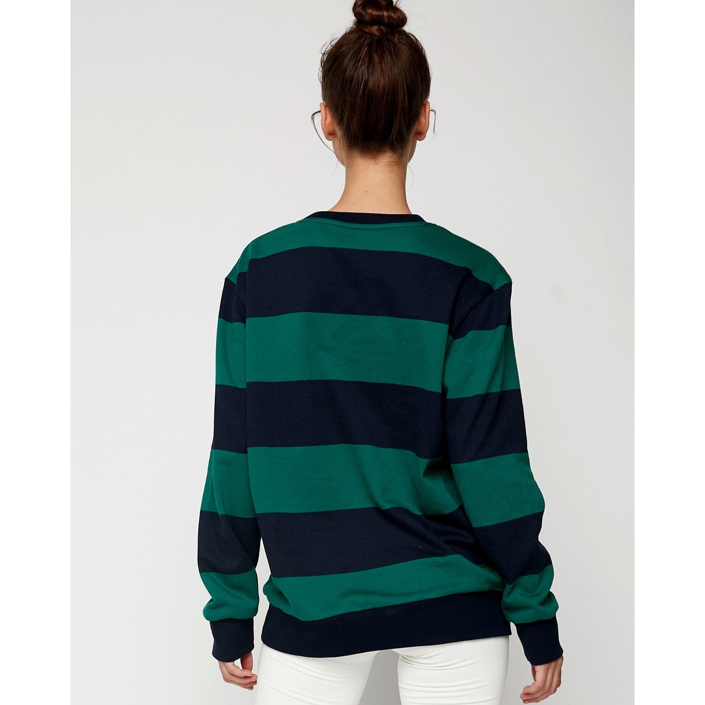 Embroidered Leisure Striped Sweatshirt - Sustainable