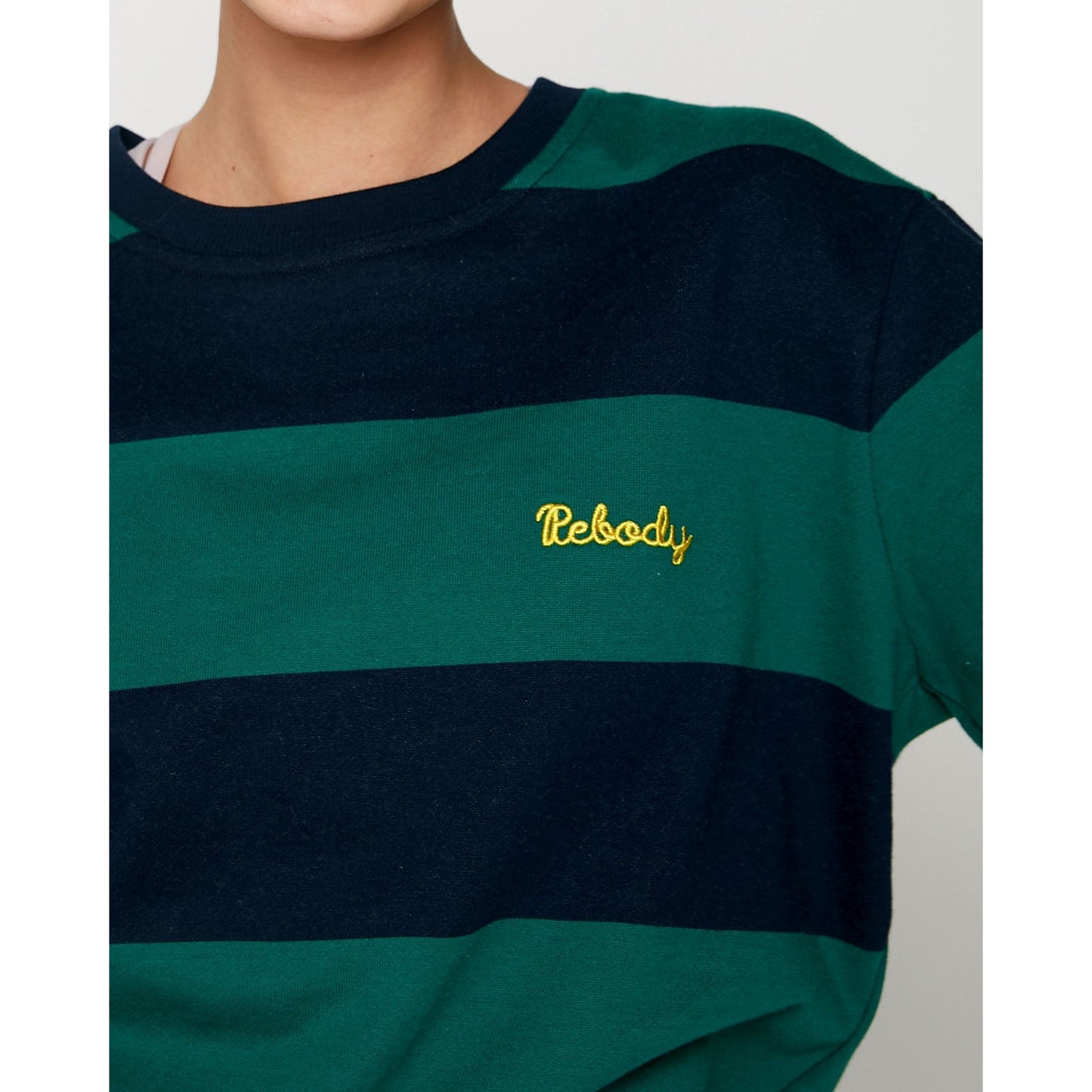 Embroidered Leisure Striped Sweatshirt - Sustainable