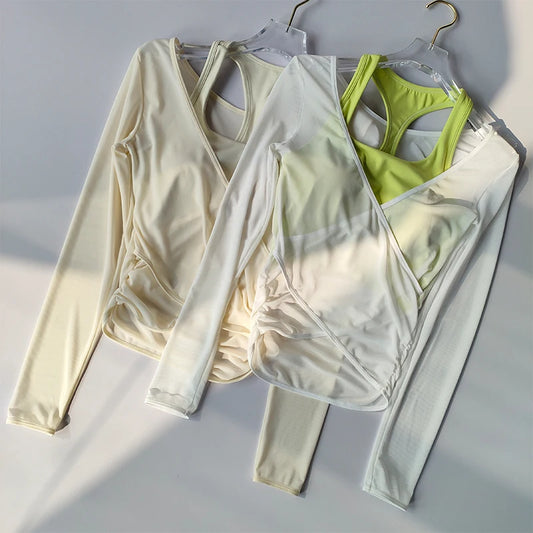 Dance Mesh Slimming Sports Bra Shirt