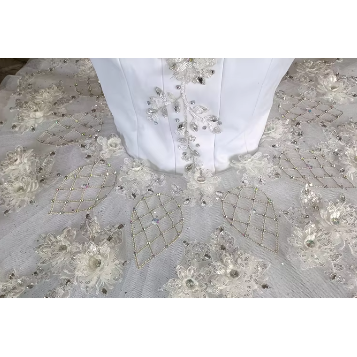 White Flowers Design Garden Pancake Tutu