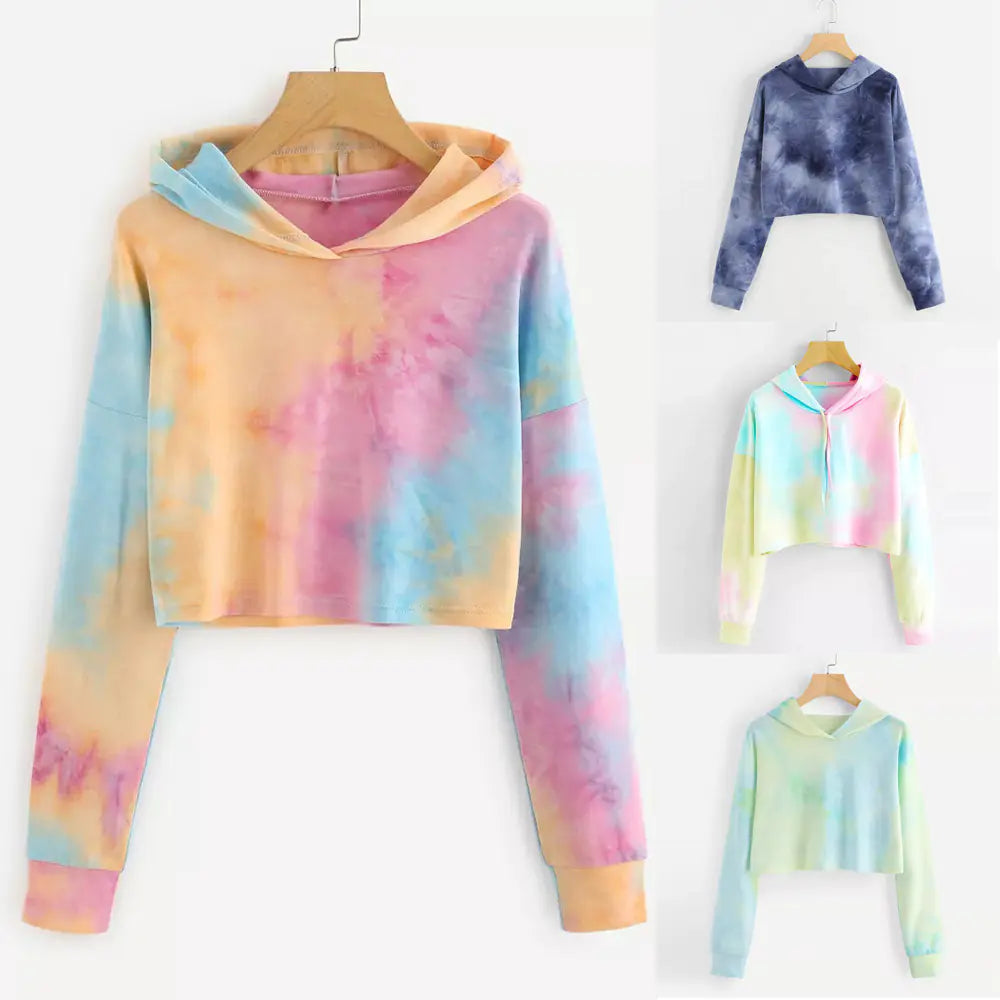 Sunny Island Tie-Dye Hooded Sweatshirt for Women