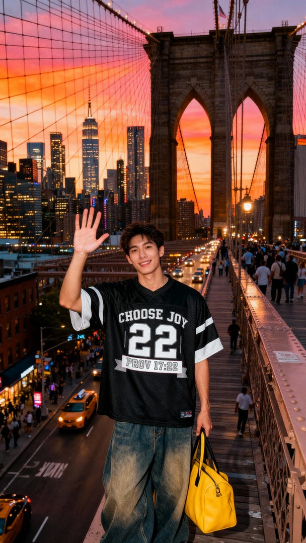 Choose Joy Black Boxy Football Jersey