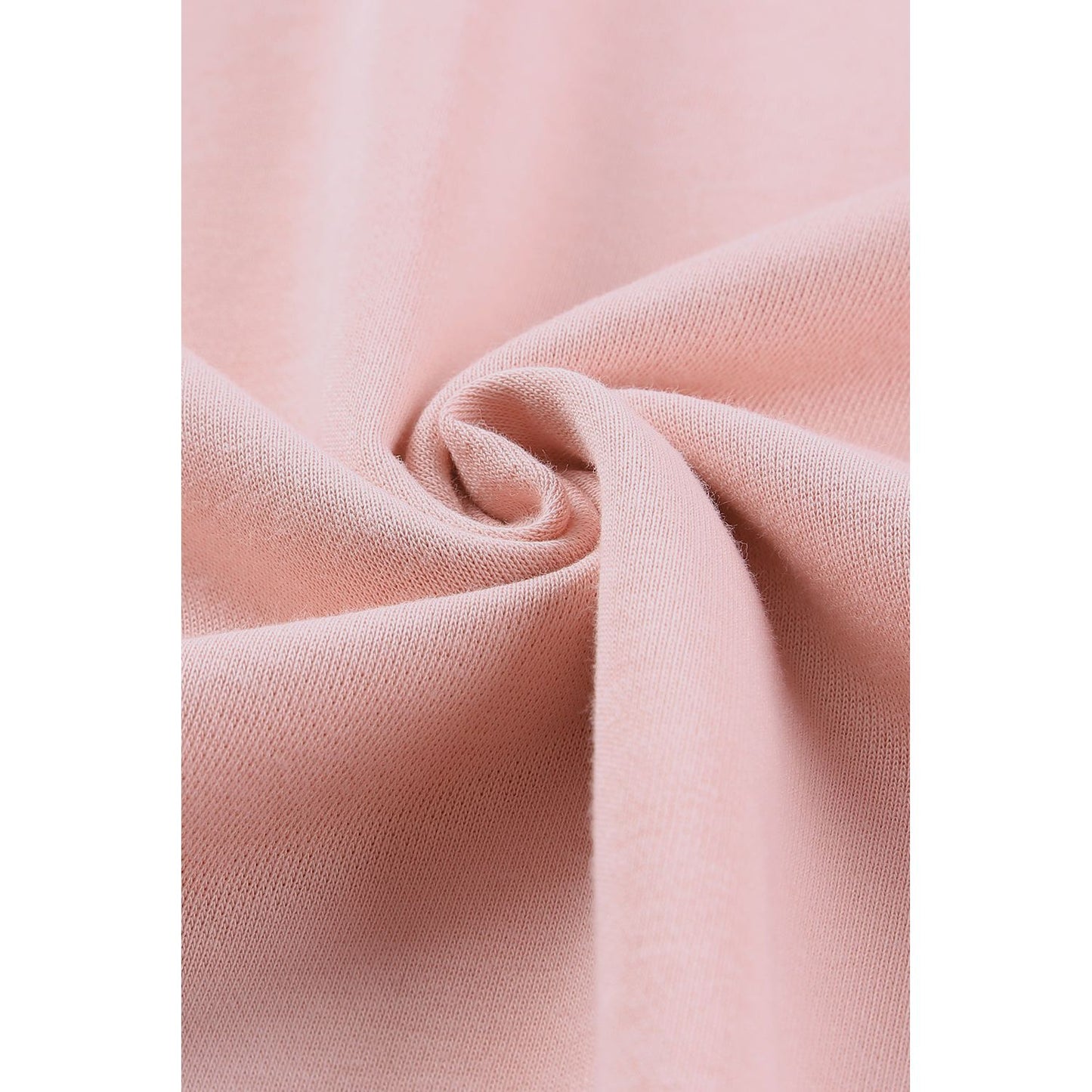 Pink Summer Crew Neck Slit Buttons Sweatshirt