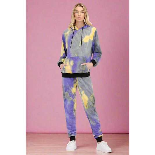 Pop Womens Cotton Tye Dye Lounge Wear Sweat Set