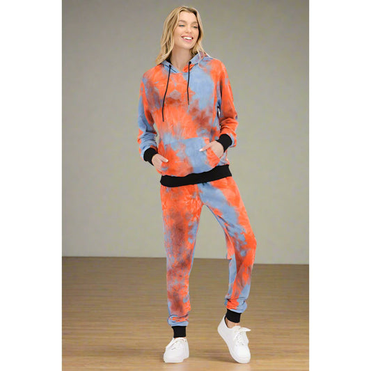 Lava Womens Cotton Tye Dye Lounge Wear Sweat Set