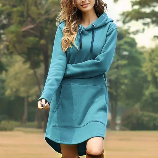 Hooded Pocket Sweatshirt Dress for Women (Fall/Winter)
