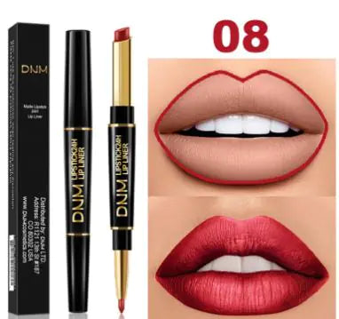 Double-Ended Waterproof Stage Non-Stick Lipstick & Lip Liner 2-in-1