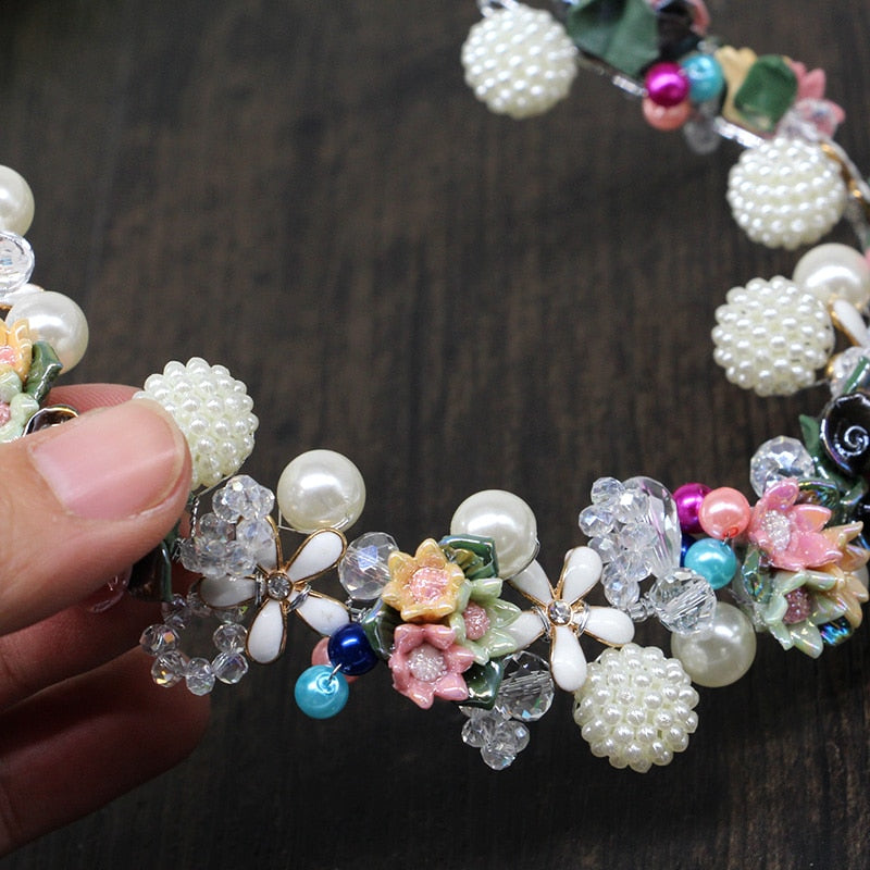 Performance Headpiece Pearl Flower Crown