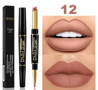 Double-Ended Waterproof Stage Non-Stick Lipstick & Lip Liner 2-in-1