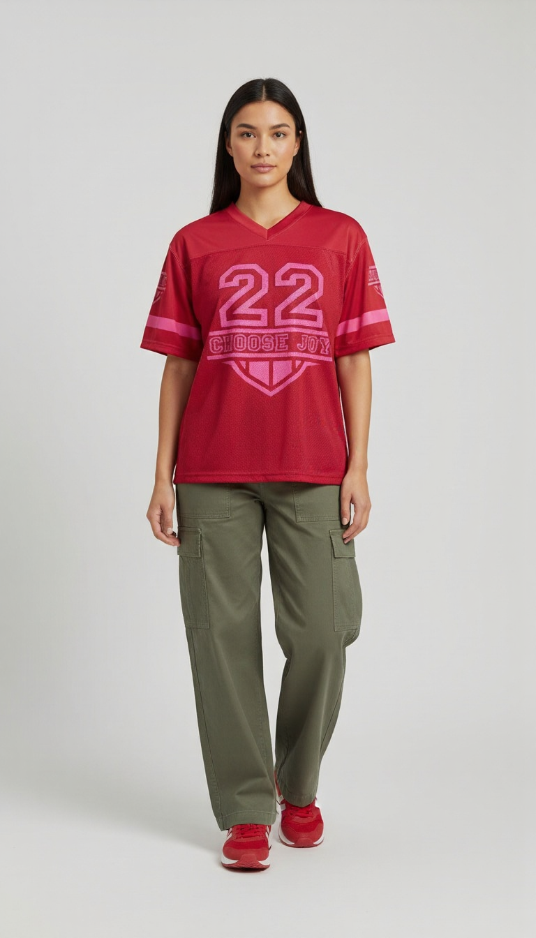 Choose Joy Print Boxy Football Jersey