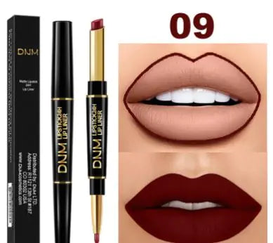 Double-Ended Waterproof Stage Non-Stick Lipstick & Lip Liner 2-in-1