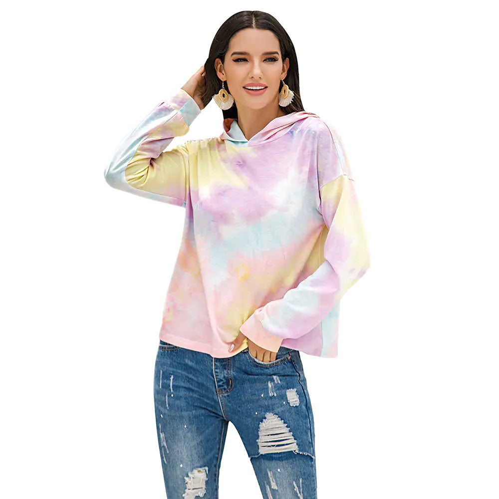 Dreamy Gradient Tie-Dye Hooded Sweatshirt for Women