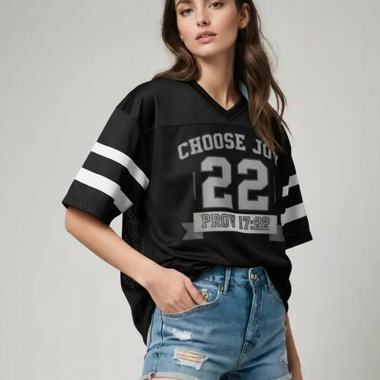 Choose Joy Black Boxy Football Jersey